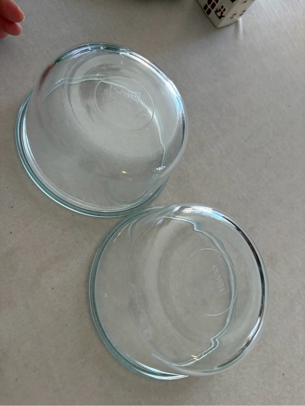 Pyrex Clear Glass Prep Bowls with Aqua Tint set of 3 - Picture 9 of 10